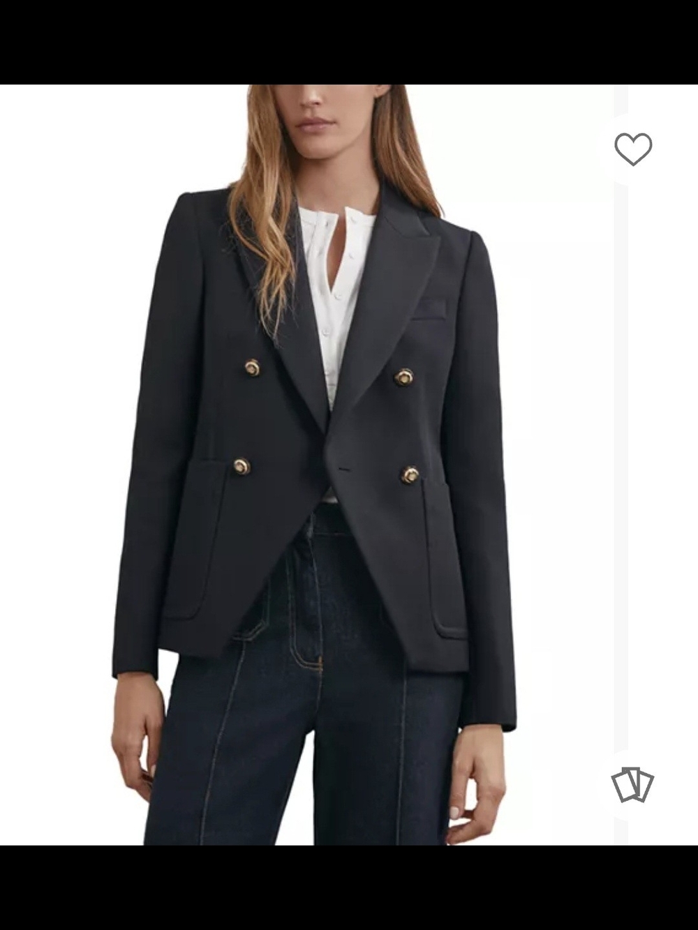 Reiss Black Gigi Double-Breasted Blazer with Gold Buttons 2 $498 Full Price Item